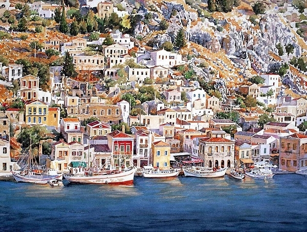 Pantelis Zografos水彩笔下的希腊爱琴海71084