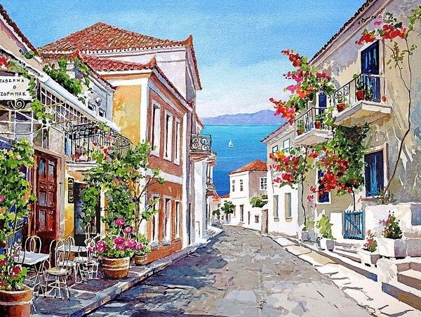 Pantelis Zografos水彩笔下的希腊爱琴海72087