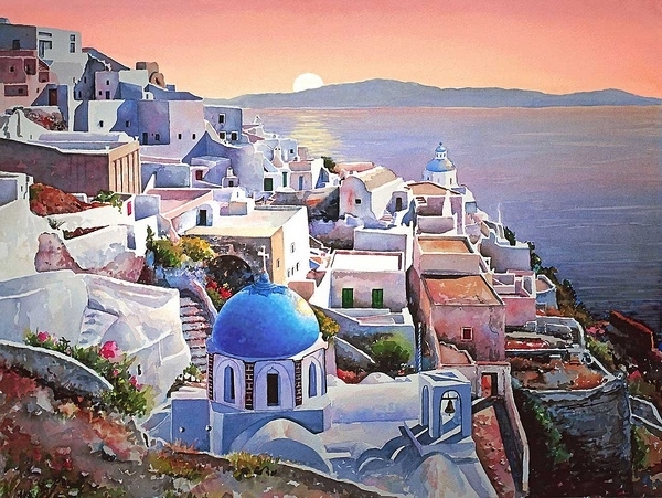 Pantelis Zografos水彩笔下的希腊爱琴海73001