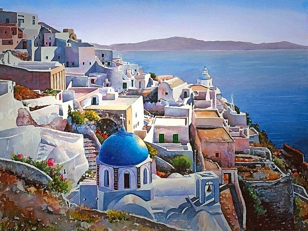 Pantelis Zografos水彩笔下的希腊爱琴海73205