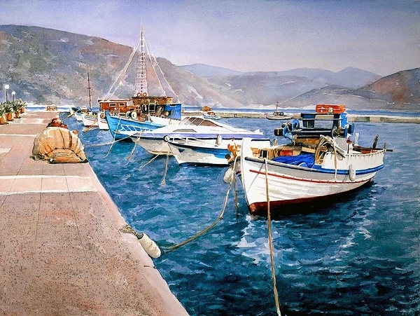 Pantelis Zografos水彩笔下的希腊爱琴海73818