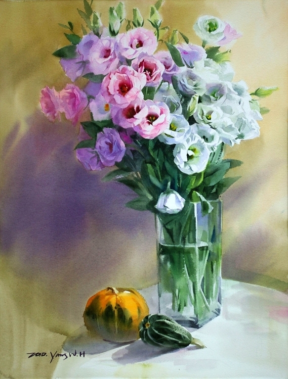 韩国Yang Won Hui水彩花卉作品7155713