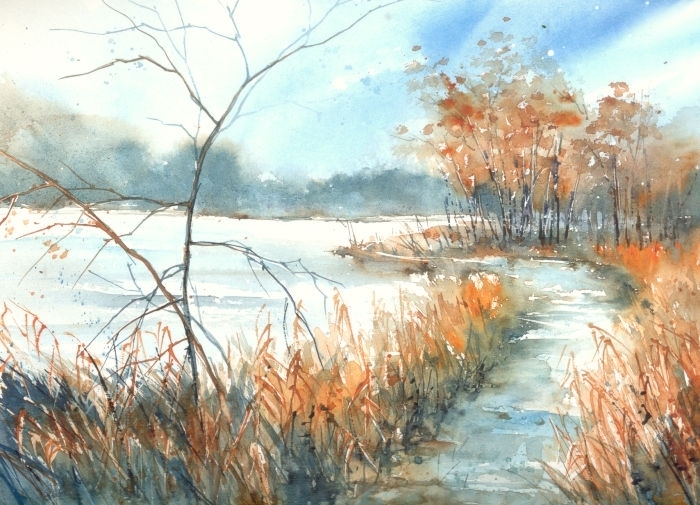 Malgorzata Szczecinska的自然风景花卉水彩画 2161696993