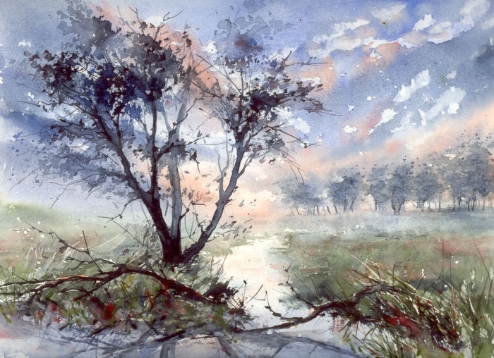 Malgorzata Szczecinska的自然风景花卉水彩画 2161697007