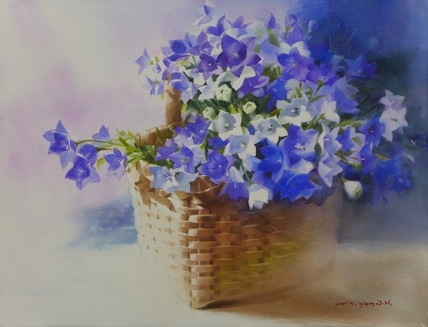 韩国Yang Won Hui水彩花卉作品996093