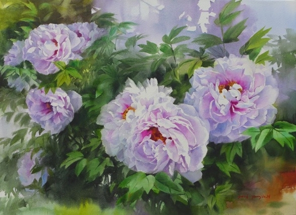 韩国Yang Won Hui水彩花卉作品996132