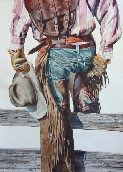 Nelson Boren 美国水彩画家（无头牛仔系列）2562266712998255860