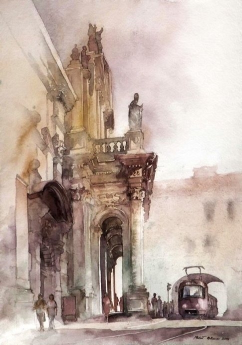 波兰Michal Orlowski水彩风景画作品