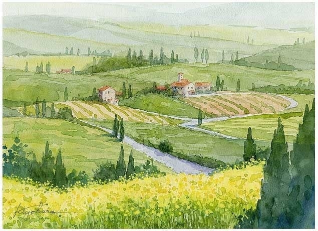 风景水彩画