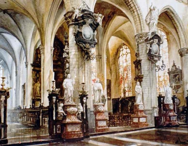 Paul Dmoch波兰水彩画家街景建筑风景画 (5)