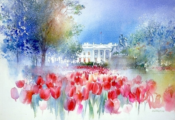 美国画家塔恩格尔水彩风景画作品 (10)