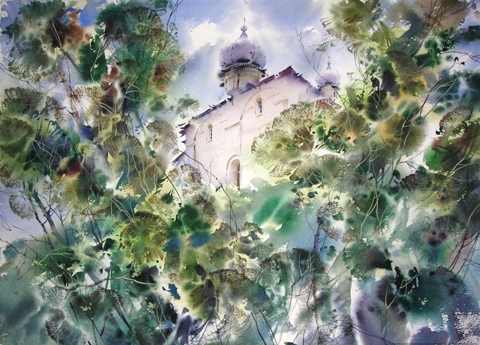 俄罗斯水彩画家Glory Korobeinikov静物风景作品 (5)
