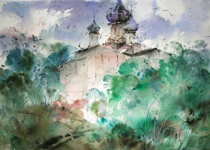 俄罗斯水彩画家Glory Korobeinikov静物风景作品 (8)