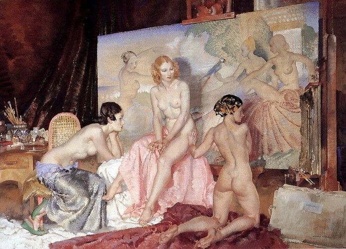 英国William Russell Flint威廉卢梭弗林特人体水彩画 (6)