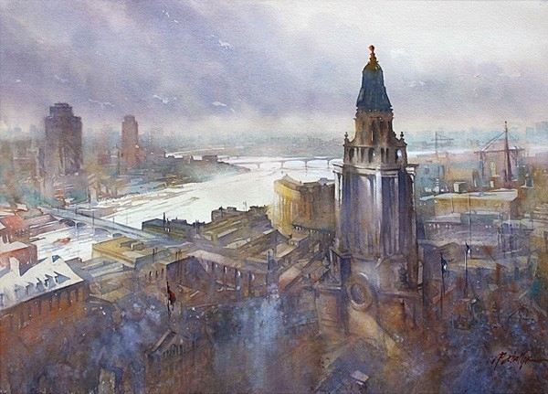 Thomas W. Schaller 城市水彩画欣赏 (1)