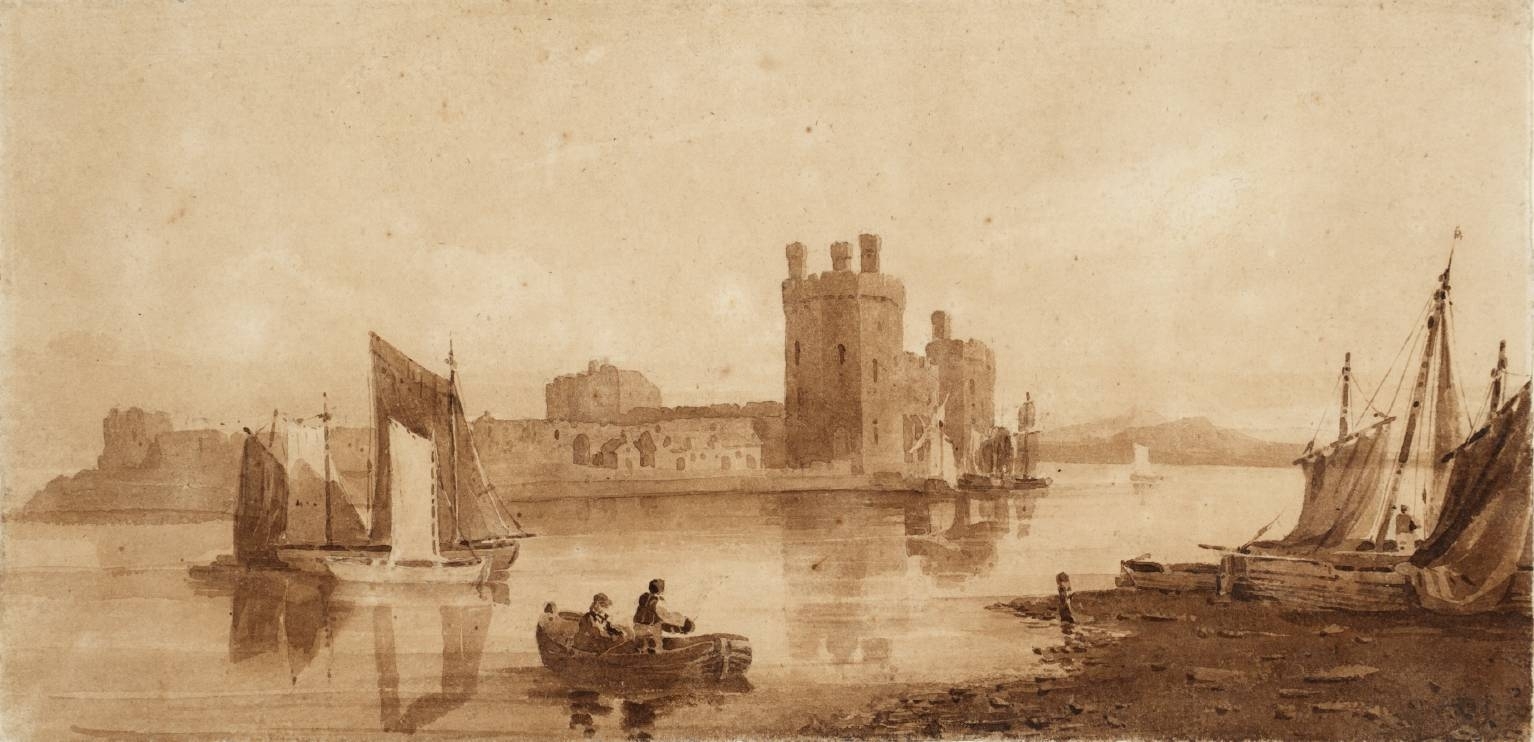 Caernarvon Castle with Boats null by David Cox 1783-1859