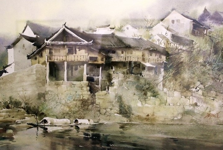 著名水彩画家教育家刘凤兰水彩风景作品
