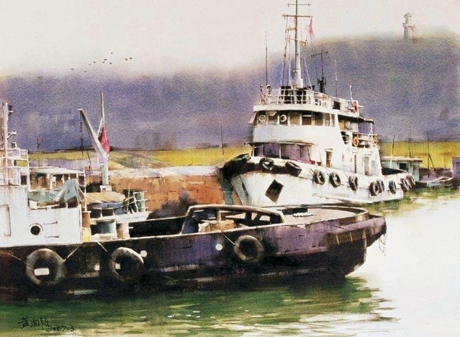 黄向阳乡村风景水彩画作品欣赏-17