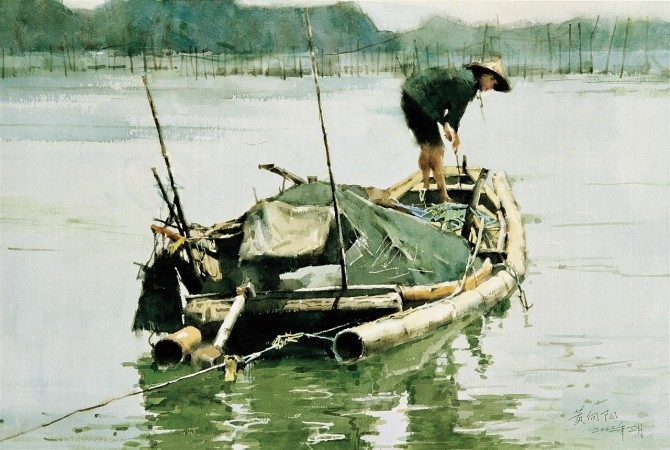 黄向阳乡村风景水彩画作品欣赏-18