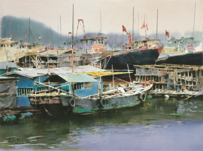 黄向阳乡村风景水彩画作品欣赏-28