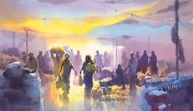 印度Abel Antonysamy异域风情光影水彩画-12