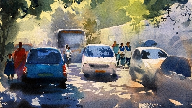 印度Abel Antonysamy异域风情光影水彩画-15
