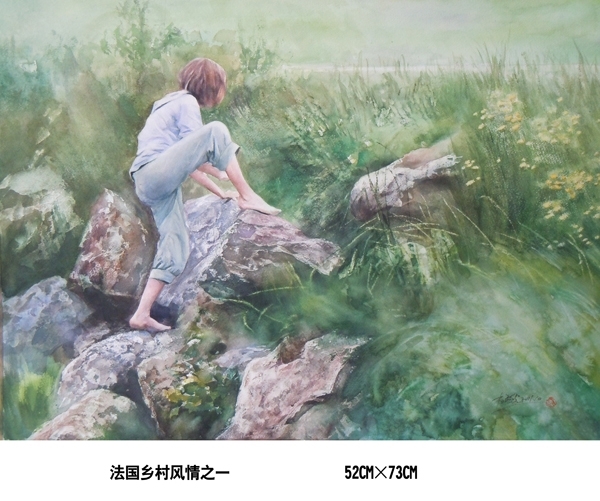 杜晓光风景人物手绘水彩画作品-1