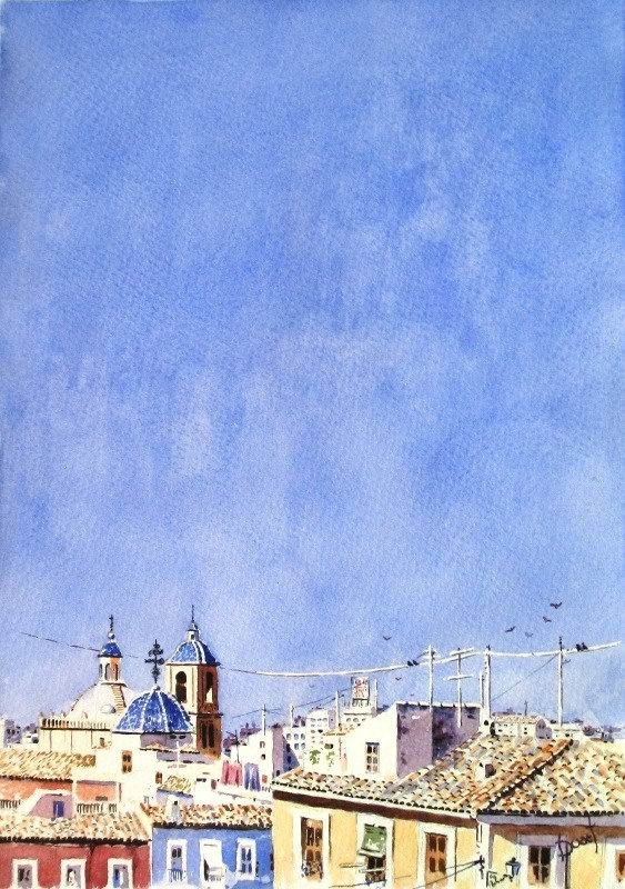西班牙画家Duart Acuarelas美丽的街景水彩-6
