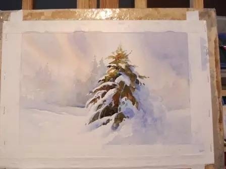 如何用水彩画一个冬天的雪景