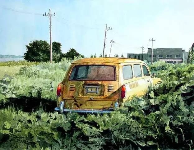 小镇一角 田中己永风景水彩画作品