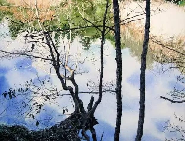 小镇一角 田中己永风景水彩画作品