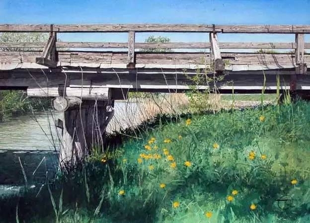 小镇一角 田中己永风景水彩画作品