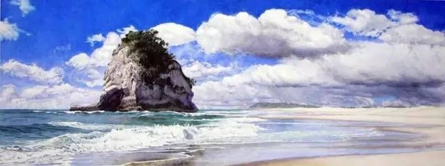 小镇一角 田中己永风景水彩画作品