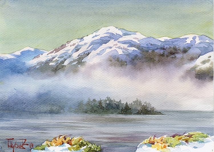 俄罗斯画家Pugachev,Paul S雪景风景水彩画