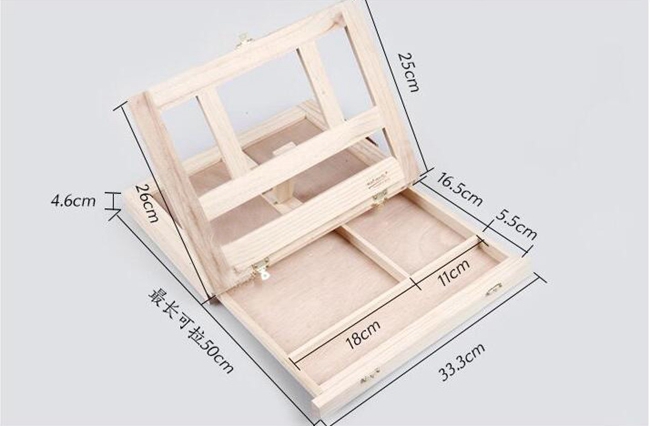 水彩台式画箱实木画架带抽屉防颈椎病