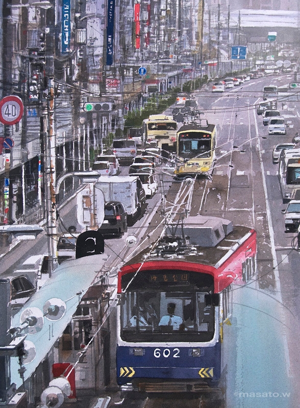 日本画家渡部政人的清新水彩风景